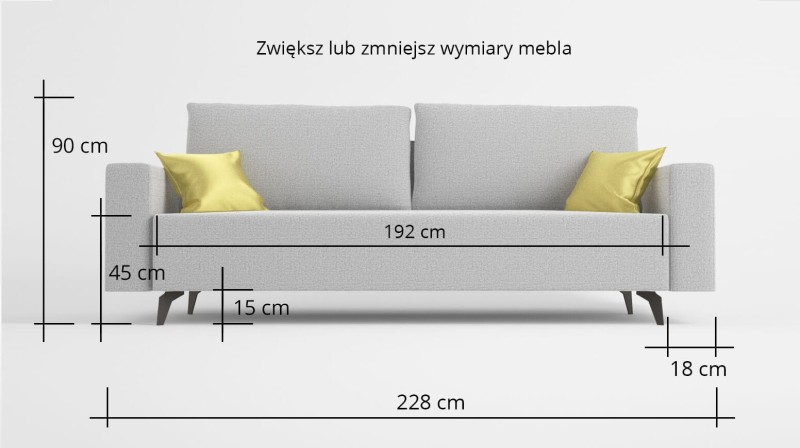 Kanapa szara z funkcją spania na wymiar Austin
