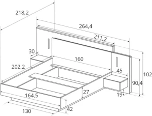 Łóżko 160 cm z pojemnikiem i szafkami nocnymi 3D Meble skrzyniowe