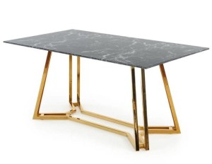 Stół czarny marmur i złote nogi 160 cm KONAMI