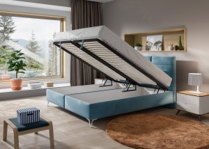 Łóżko tapicerowane z wezgłowiem 160 cm Logan Meble skrzyniowe