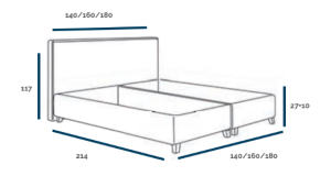 Łóżko tapicerowane z wezgłowiem 160 cm Logan Meble skrzyniowe
