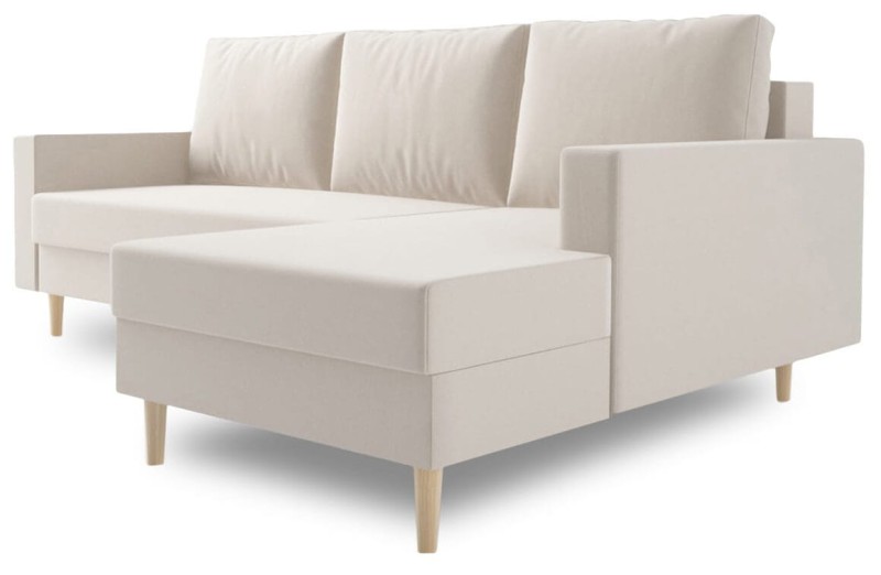 Narożnik skandynawski z funkcją spania na wymiar beżowy 230 x 140 cm Soft