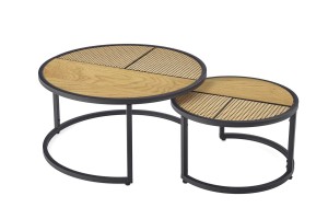 Stolik kawowy okrągły 70 x 70 cm drewniany - Nebraska Meble skrzyniowe