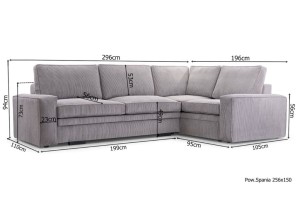 Narożnik 300 x 200 rozkładany szary sztruks - San Rocco Meble tapicerowane
