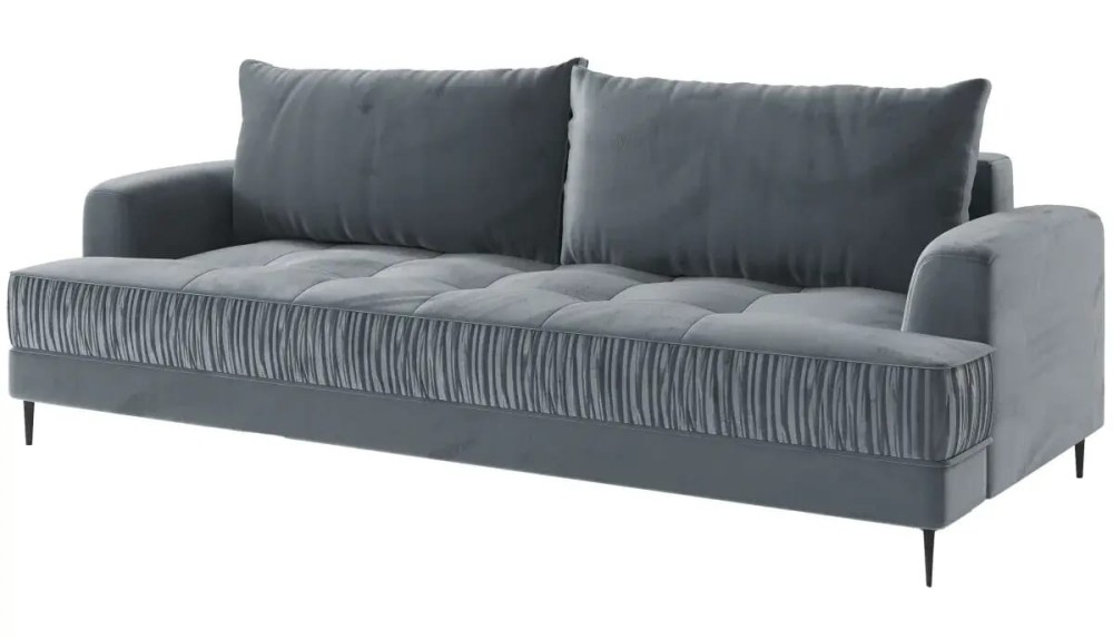 Kanapa 240 cm szara rozkładana pikowana - Vollagio Meble tapicerowane