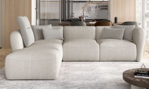 Nowoczesny narożnik z przeszyciami 280x230 cm beżowy - Candelo Wersal