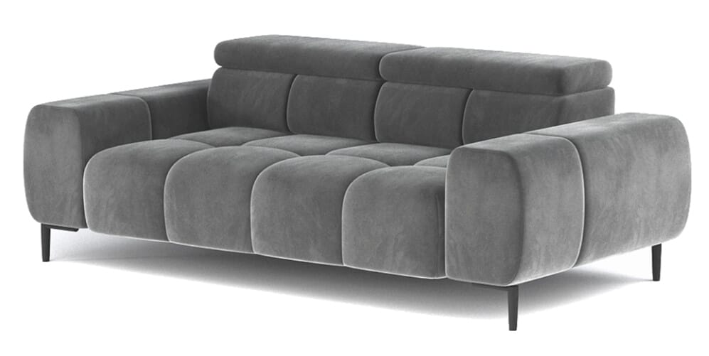 Sofa czarna 210 cm z regulowanym siedziskiem - Plaza Wersal