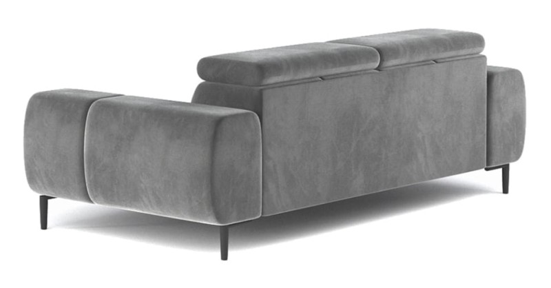 Sofa czarna 210 cm z regulowanym siedziskiem - Plaza