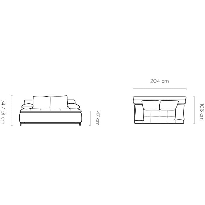 Sofa z funkcją spania i pojemnikiem 200 cm - Sweet