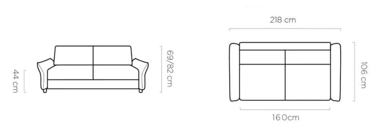 Sofa system włoski 220 cm szara - Canto