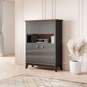 Witryna 120 cm - grafitowa - Isaura S Antracyt Meble skrzyniowe