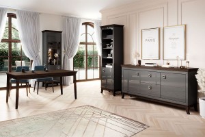 Witryna 120 cm - grafitowa - Isaura S Antracyt Meble skrzyniowe