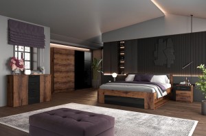 Szafa przesuwna 200 cm - drewniana - Camila S Dąb Monastery Meble skrzyniowe