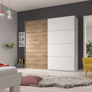 Szafa przesuwna 220 cm - wielokolorowa - Camila M Biały Dąb Meble skrzyniowe
