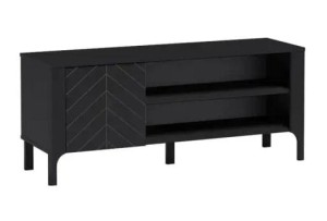 Szafka RTV 140 cm - czarna - Flavia 2 Czarna Meble skrzyniowe