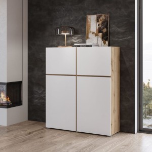 Komoda 120 cm szerokości - drewniana - Cintra Wysoka Dąb/Biały Meble skrzyniowe
