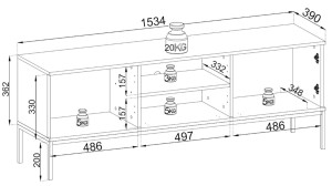 Szafka RTV 150 cm - beżowa - Tempo Kaszmir Meble skrzyniowe