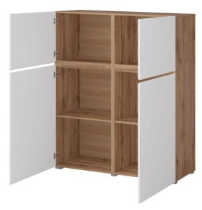 Komoda 120 cm szerokości - drewniana - Cintra Wysoka Dąb/Biały Meble skrzyniowe