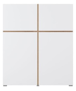 Komoda 120 cm szerokości - drewniana - Cintra Wysoka Dąb/Biały Meble skrzyniowe