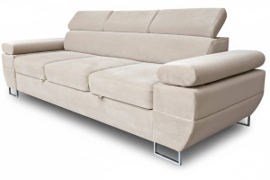 Beżowa kanapa z regulowanymi zagłówkami i podłokietnikami Diego 