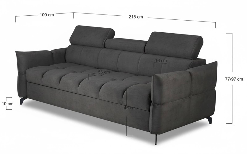 Sofa z głęboko pikowanym siedziskiem czarna - Cloud