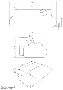 Sofa minimalistyczna 210 cm - beżowa - Rodrigo Meble tapicerowane