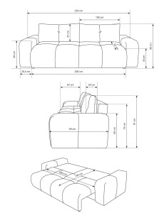 Sofa 260 cm rozkładana nowoczesna beż - Mateo Meble tapicerowane