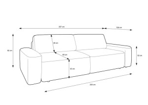 Sofa rozkładana nowoczesna 260 cm beżowa - Mara Meble tapicerowane