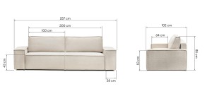 Kanapa nowoczesna z funkcją spania beżowa - Rodi Meble tapicerowane