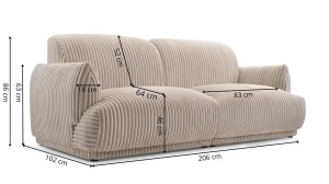Sofa 210 cm nowoczesna beżowa - Dafne Meble tapicerowane