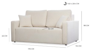Sofa szerokość 170 cm rozkładana beżowa - Carmen Meble tapicerowane