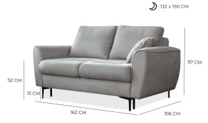 Sofa rozkładana nowoczesna szara - Nora Meble tapicerowane