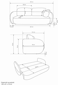 Kanapa rozkładana nowoczesna 240 cm beżowa - Vento Meble tapicerowane