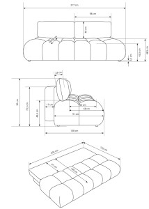Kanapa pikowana rozkładana szara - Elano Meble tapicerowane
