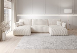 Narożnik beżowy nowoczesny w kształcie U - Pedro Meble tapicerowane