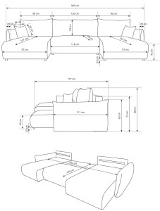 Narożnik beżowy nowoczesny w kształcie U - Pedro Meble tapicerowane