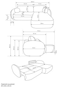 Narożnik nowoczesny rozkładany beżowy - Daniel Meble tapicerowane
