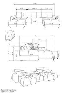 Narożnik U 360 x 180 cm beżowy - Mateo U Meble tapicerowane