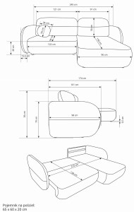 Narożnik 245 x 175 cm rozkładany - Vento Meble tapicerowane