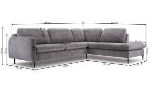 Narożnik 290 x 230 cm szary - Kona Meble tapicerowane