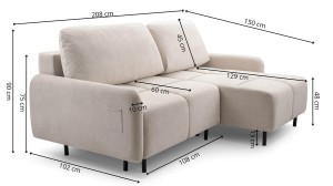 Narożnik mały 210 x 150 cm - beżowy - Seloria Meble tapicerowane