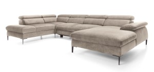 Narożnik duży U 350 x 214 cm - beżowy - Elon U Meble tapicerowane