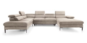 Narożnik duży U 350 x 214 cm - beżowy - Elon U Meble tapicerowane