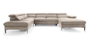 Narożnik duży U 350 x 214 cm - beżowy - Elon U Meble tapicerowane