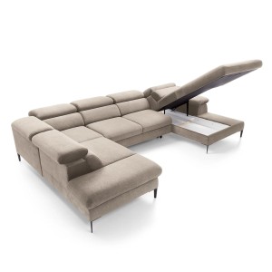 Narożnik duży U 350 x 214 cm - beżowy - Elon U Meble tapicerowane