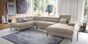 Narożnik duży U 350 x 214 cm - beżowy - Elon U Meble tapicerowane