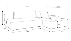 Narożnik z funkcją spania i pojemnikiem beżowy - Mara Meble tapicerowane