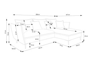 Narożnik rozkładany 260 x 170 cm z poduszkami - Flow Meble tapicerowane