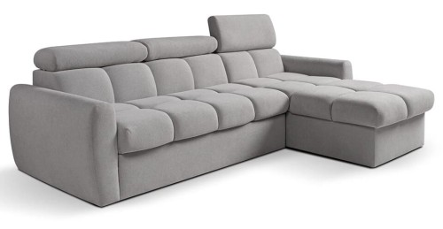 Narożnik szary rozkładany z regulowanym oparcierm - Santiago