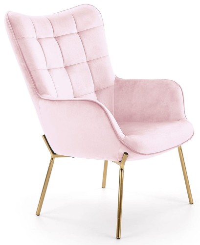 Fotel tapicerowany velvet różowy Castel